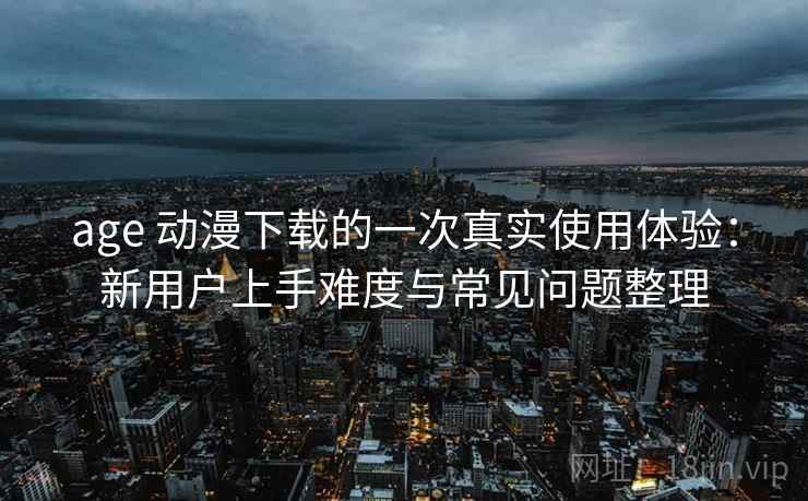age 动漫下载的一次真实使用体验：新用户上手难度与常见问题整理