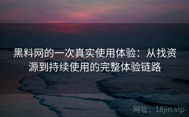 黑料网的一次真实使用体验：从找资源到持续使用的完整体验链路